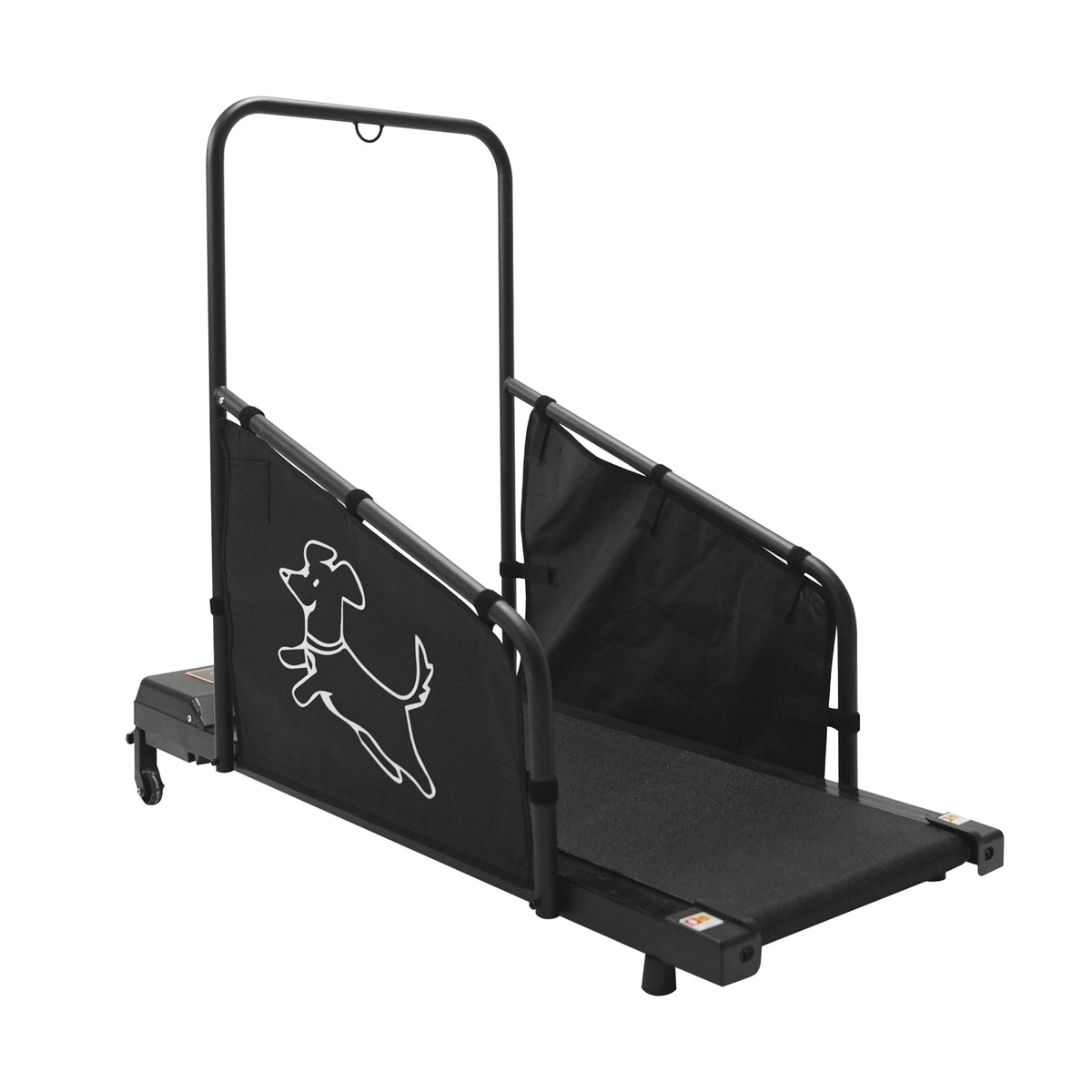 Dog running on the treadmill's wide non-slip belt