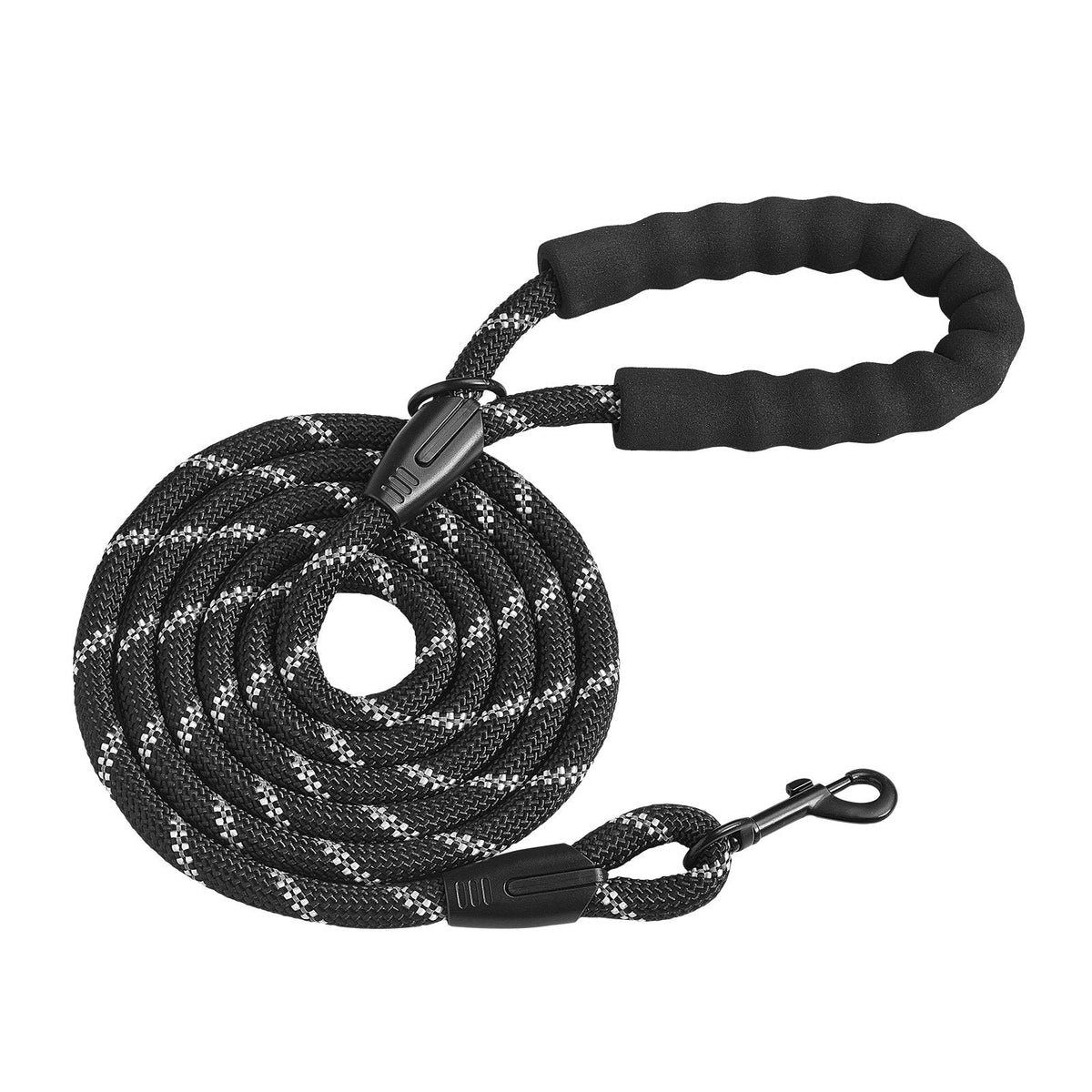 Braided rope dog leash, 6 feet long with padded handle