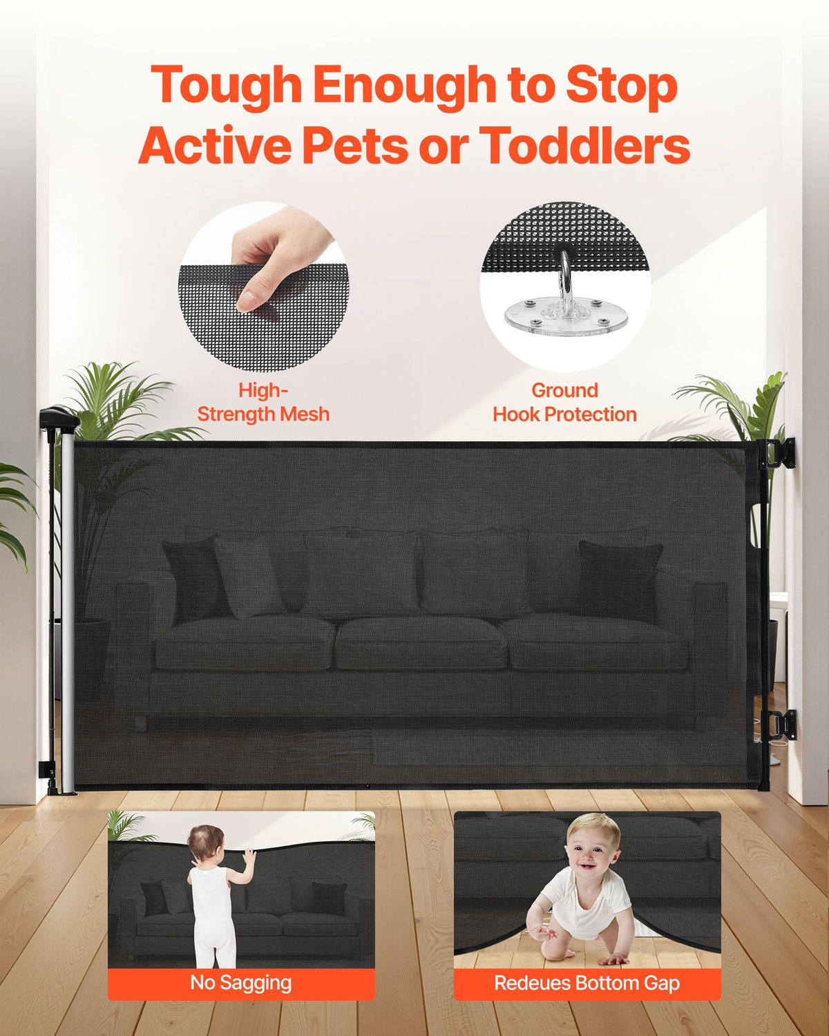 Pet gate security lock mechanism close-up