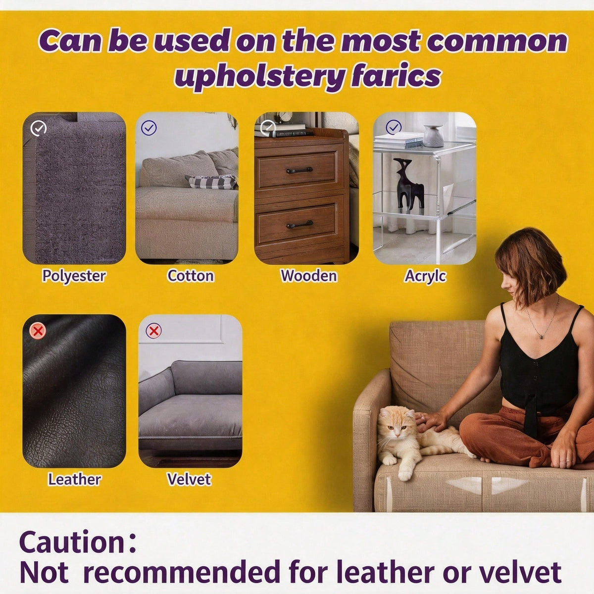Cat scratch deterrent film protecting a sofa arm from claw damage