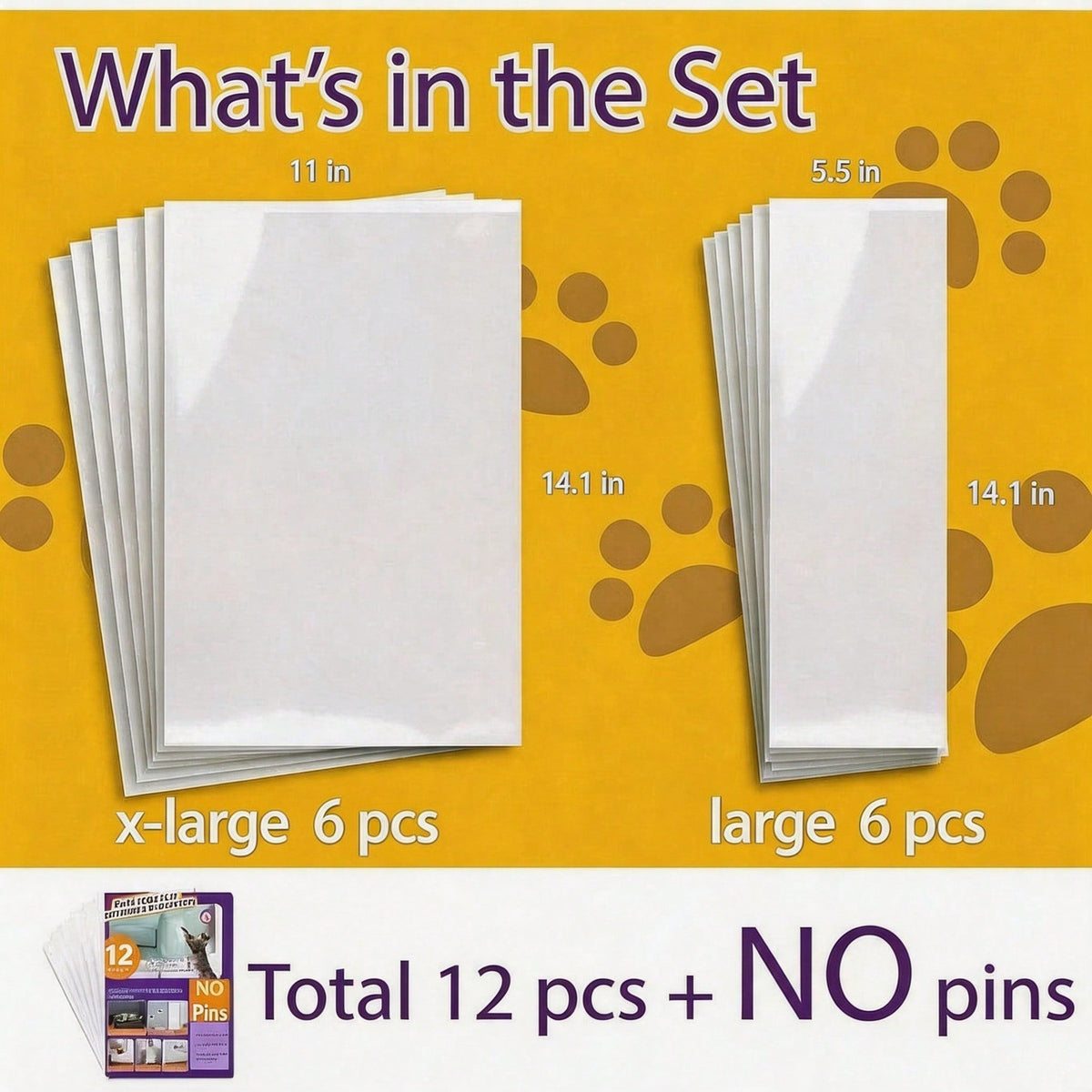 12-pack of cat scratch protector sheets in two sizes